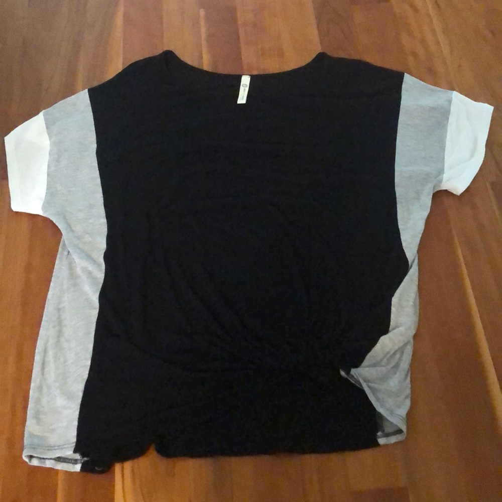 Black white and gray knot blouse